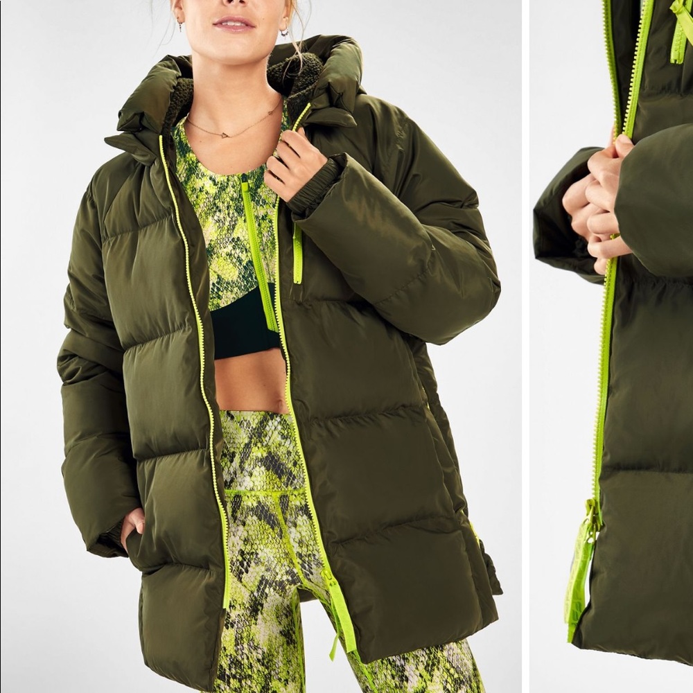 Fabletics Maia long Puffer Jacket, military green
